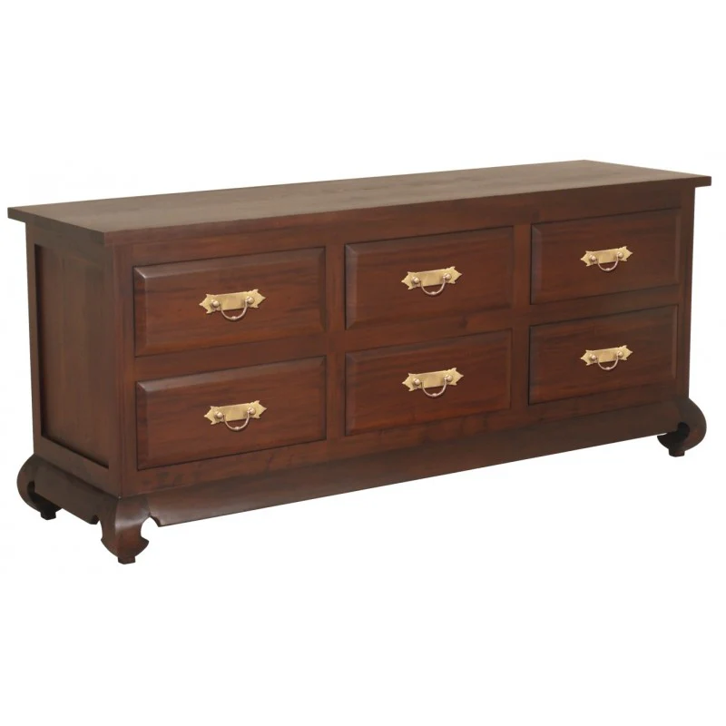 MP - China Shanghai Chest of Drawers 6 Drawer Chunky Handle Dresser Size 180 W 52 D 77 H cm TEK168 SB 006 OL RJ ( Chocolate Colour ) - Image 3