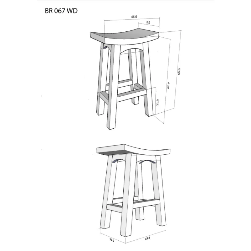 MP - Amst Solid Teak Timber 60 cm Counter Bar Stool, TEK168 BR 060 WD ( Picture Illustration Colour for Reference Only ) - Image 7