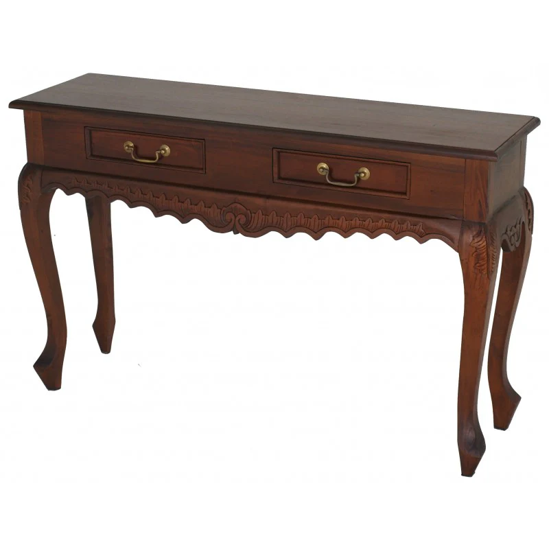 Queen AnnMary French Console Table with 2 Drawers ( 2 Drawer Carved Sofa Table ) TEK168 ST 002 CV Desk - Image 6