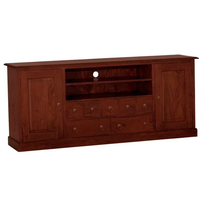 Tasmania TV Console 2 Door 7 Drawer Entertainment Unit Solid Wood TEK168 SB 207 PN