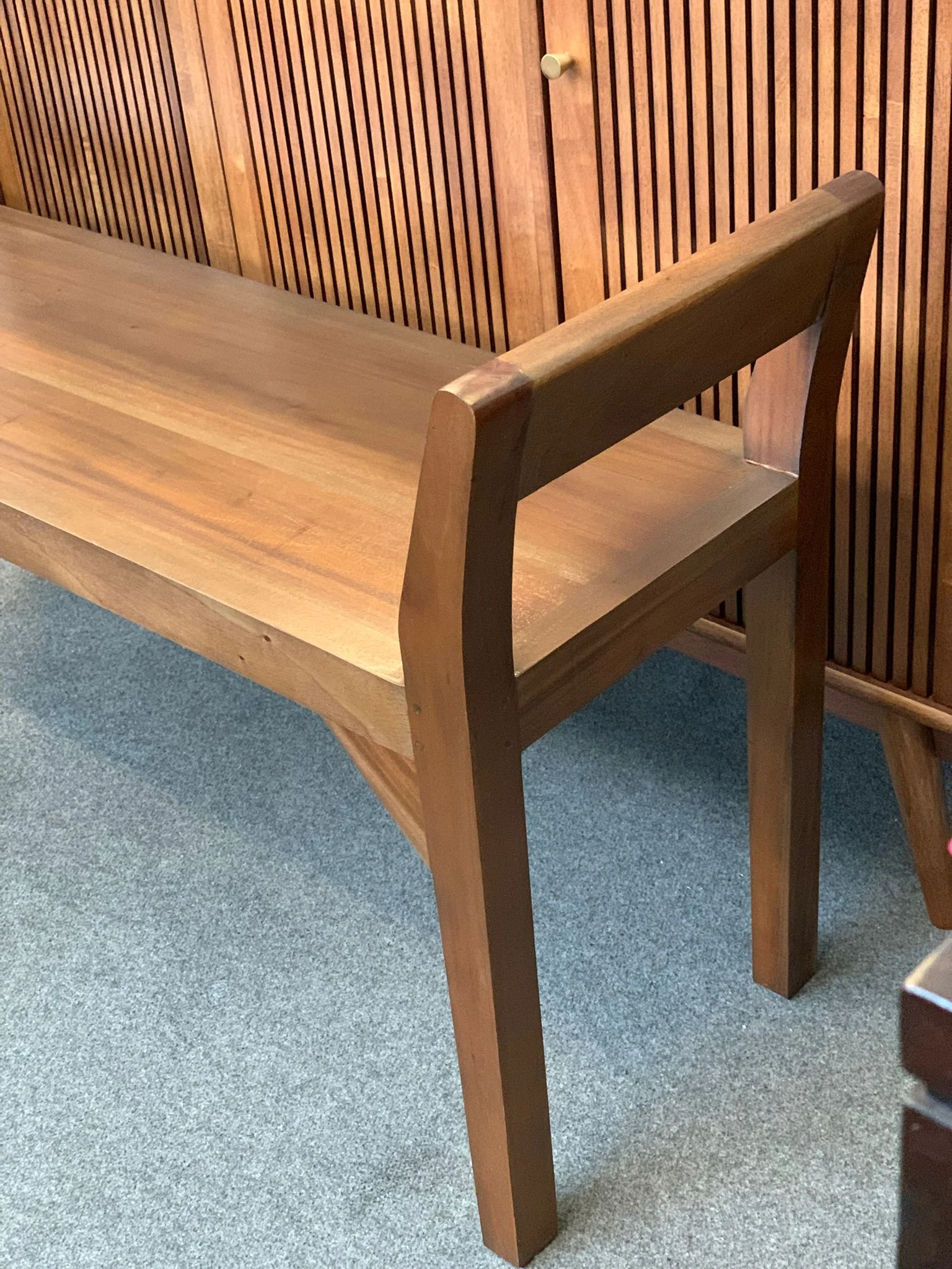 2 Seater Stool Timber Seat with Cushion, TEK168 CH 002 PN W/C (Walnut) - Image 6
