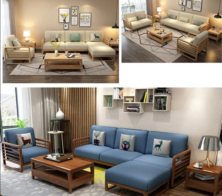 ARIA Luxury Scandinavian Sofa Solid Wood Nordic Style ( Walnut / Natural Color , 10 Combination Set ) - Image 27