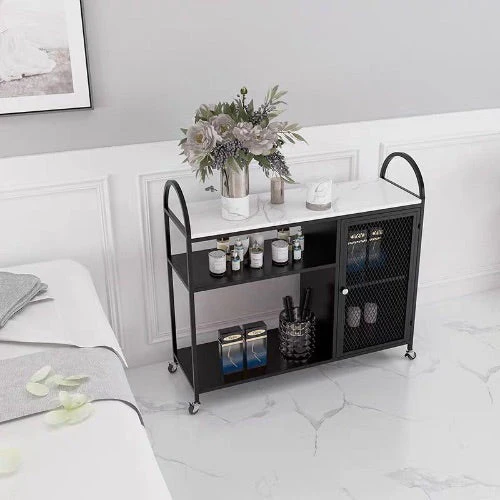 ARIEL Contemporary Marble-top Bar Trolley Wine Cabinet - Image 3