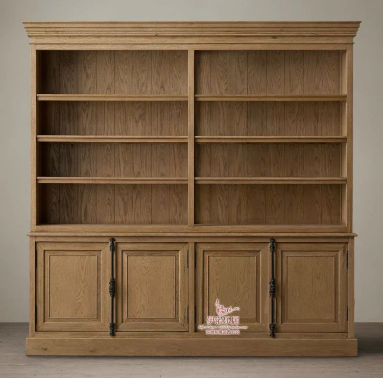 ASHLEY HYATT American Rustic Solid Wood Sideboard Bookshelf Cabinet French Retro Style - Image 5