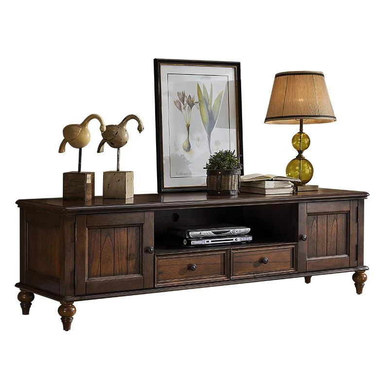 Calvin Glass Display 2 Drawers , TV Console, Coffee Table, America Classic Style Living room Solid Wood - Image 3
