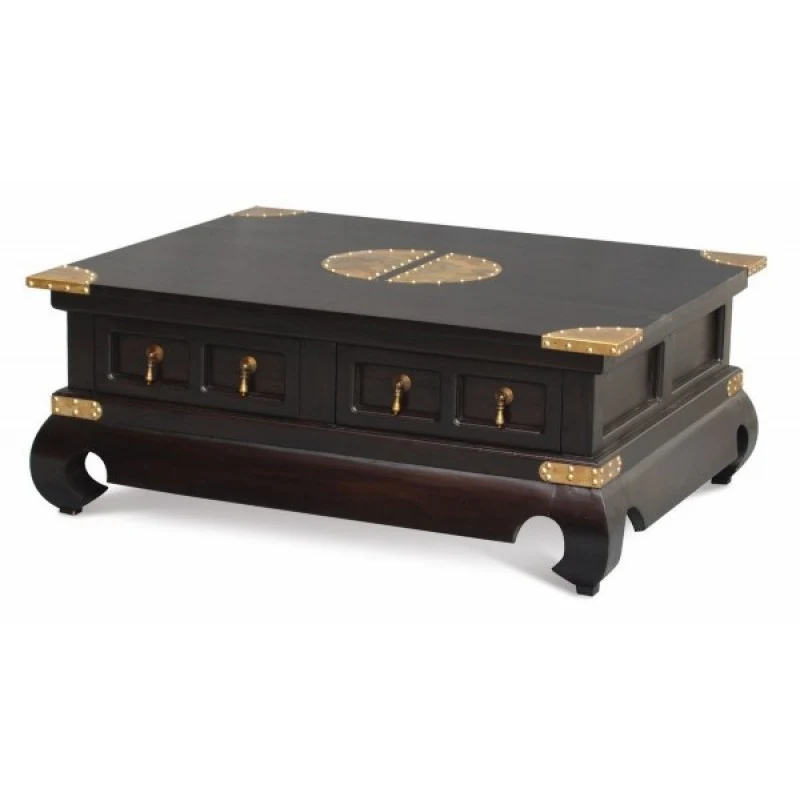Chinese Oriental Coffee Table 4 Drawers Large Rectangular Design Curve Legs 100 cm x 80 cm TEK168 CT 004 SS