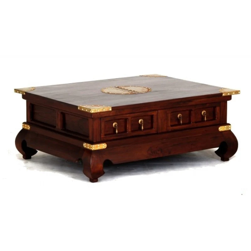 Chinese Oriental Coffee Table 80 cm x 100 cm 4 Drawers with Opium Legs TEK168 CT 004 SS CSN ( Mahogany Colour ) - Image 3