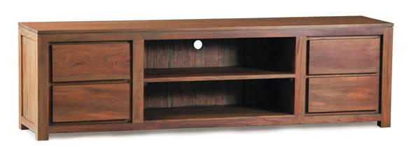 Dokkum Amsterdam TV Console 170 cm 4 Drawers 2 Bottom Shelves Full Solid TEK168 SB 004 TA EC 170 cm ( Chocolate , Mahogany, Light Pecan Color ) - Image 2