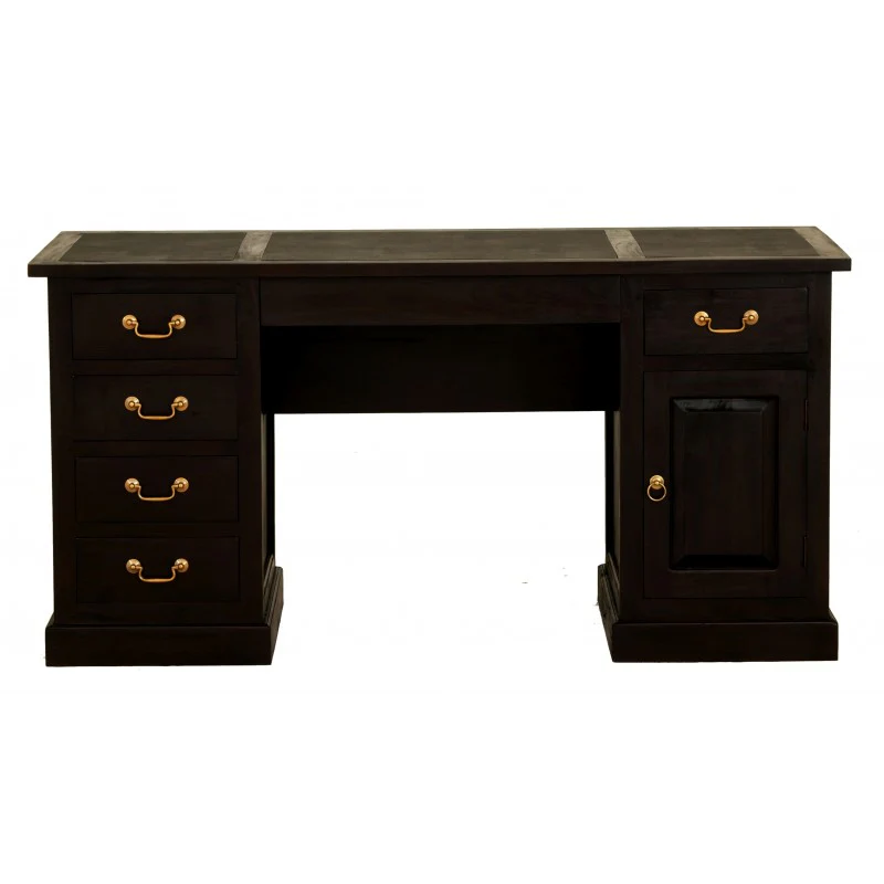 Executive Table Writing Table Wood Top 1 Solid Door 6 Drawer 160W 65D 80H TEK168 DK 106 OSC ( Chocolate Colour ) - Image 4