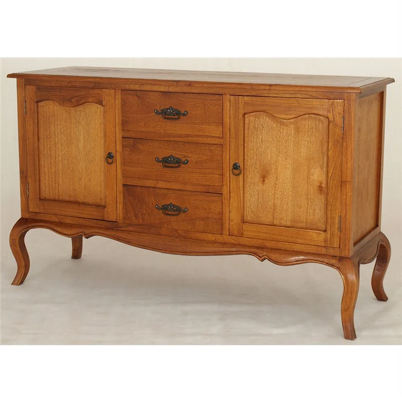 French Solid Timber 2 Door 3 Drawer Sofa Table Buffet, 154cm, TEK168 SB 203 FP LP
