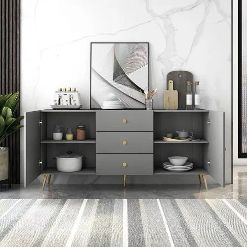 GEMMA Contemporary Grey Sideboard Buffet Cabinet Cupboard - Image 4