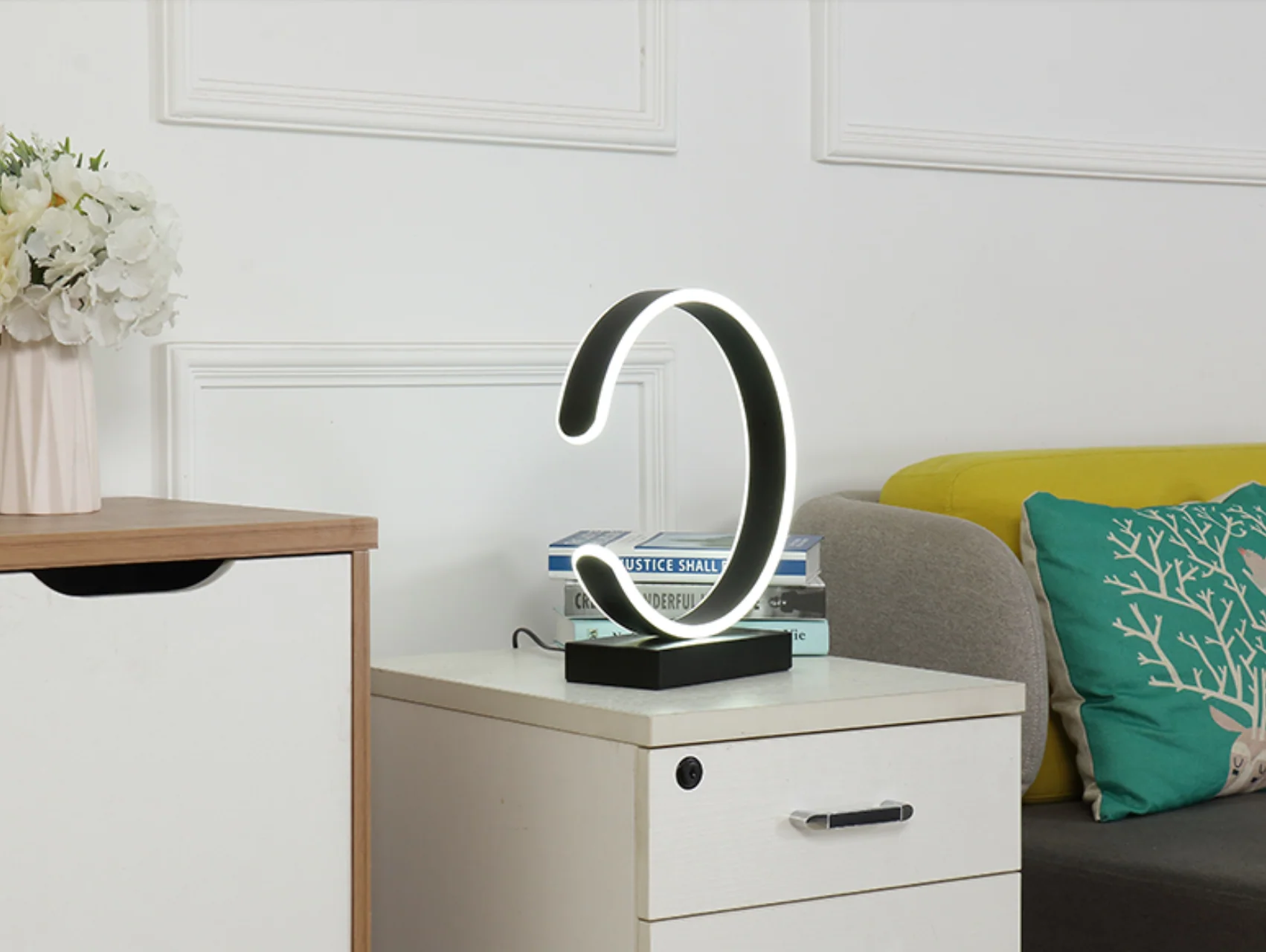 GIOVANNI Half Moon LED Monochrome Table Lamp - Image 5