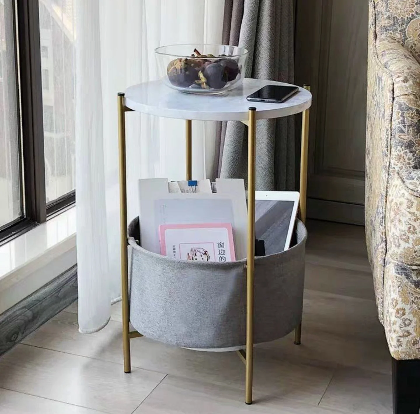 HEDDA Scandinavian Fabric Side Table - Image 2