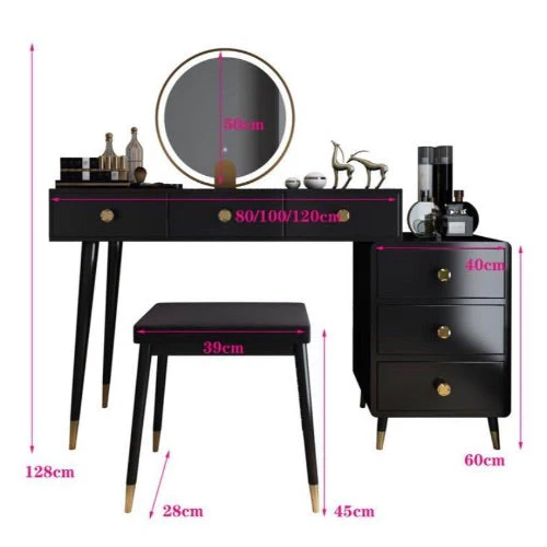 LEILA Dressing Table Set Vanity Desk With Mirror - Image 5