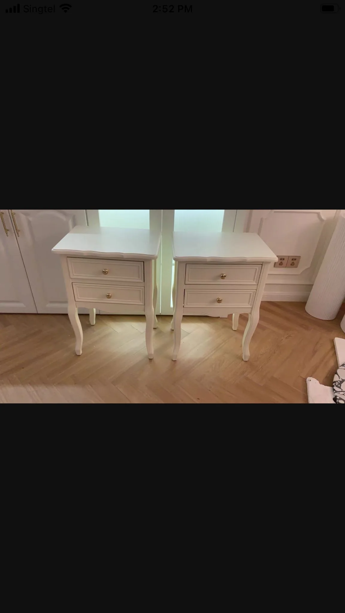 Leonardo French Bedside Two Drawer  Table ( White Color) - Image 3