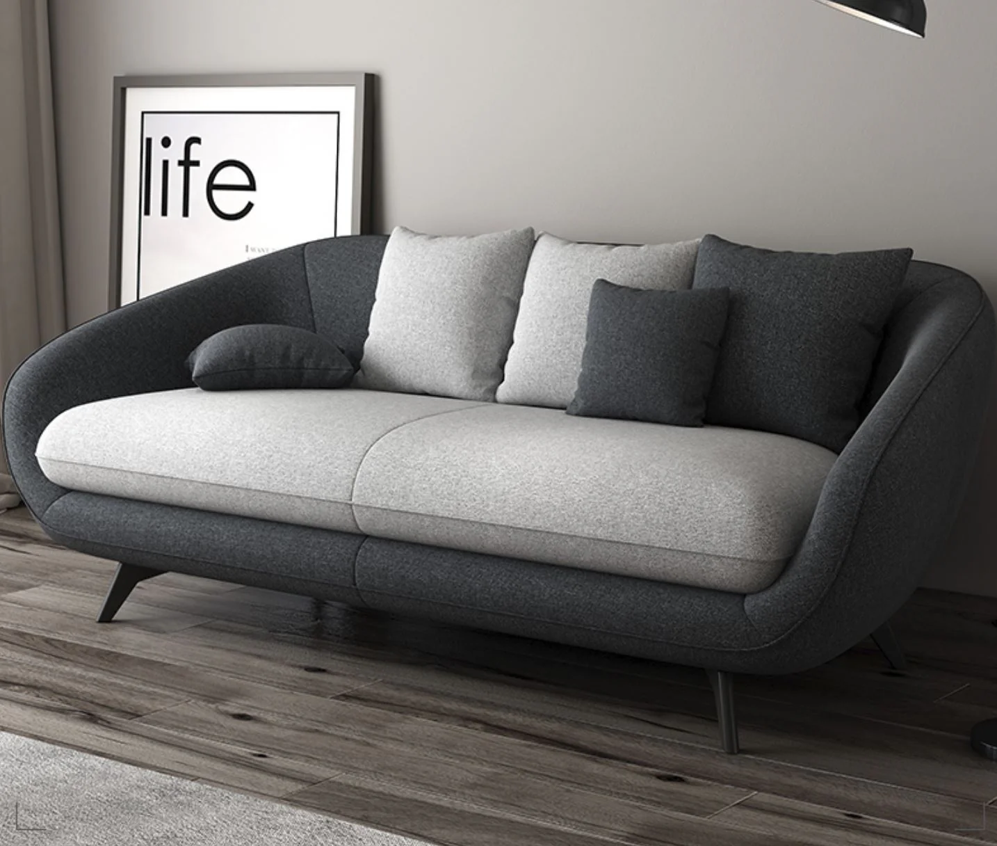 LLONA Modern and Contemporary Fabric Nordic Style Sofa - Image 3