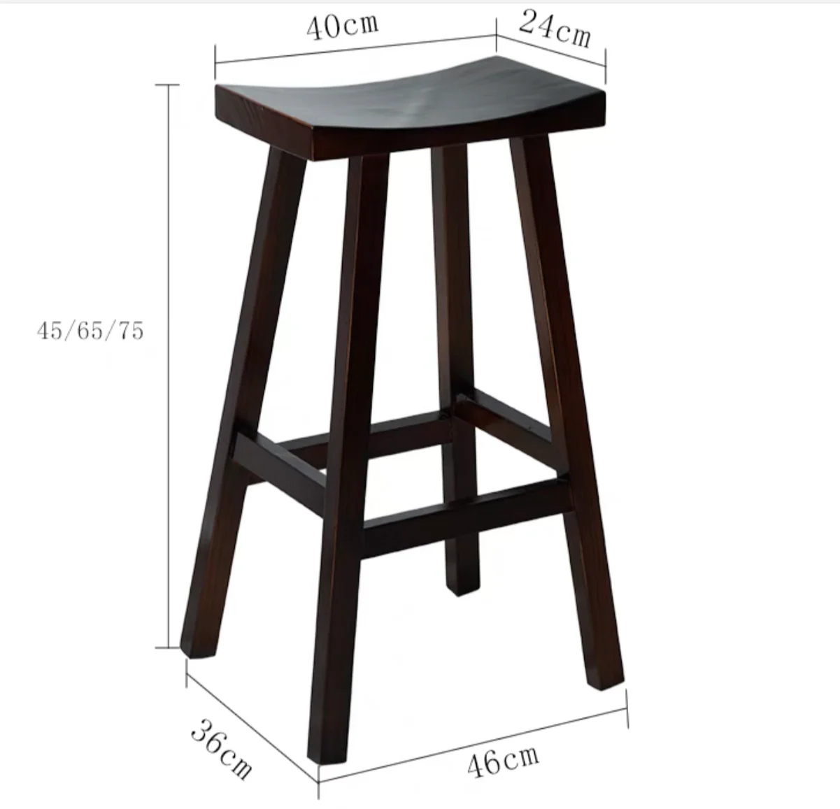 Luca High Bar Stool Solid Wood Saddle High Chair Cafe BR 067 WD - Image 4