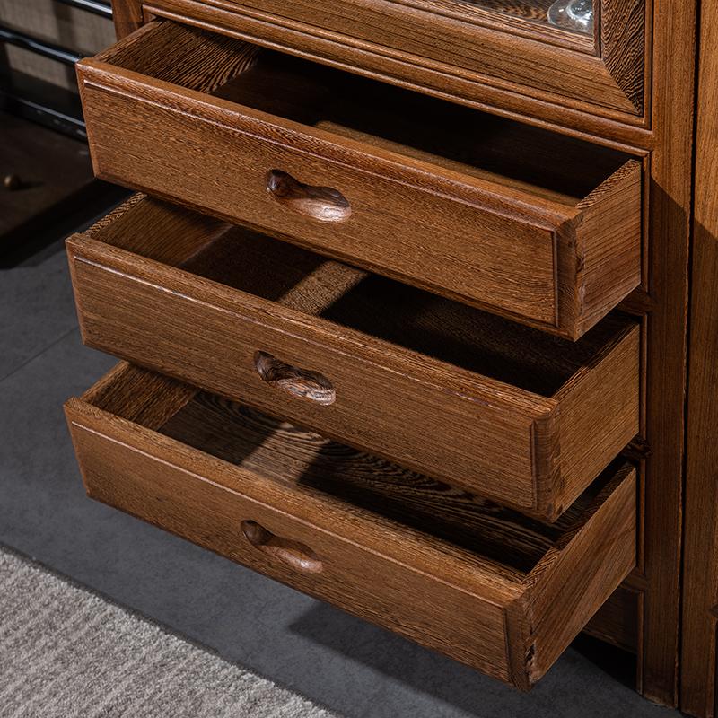 Max Furniture Single Door Glass Cabinet Modern Simple Chinese Solid Wood Storage Cabinet Bookcase - Image 6