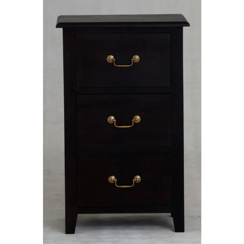MP - 3 Drawer Lamp Table Solid Timber Wood TEK168 LT 003 PN ( Chocolate Colour )