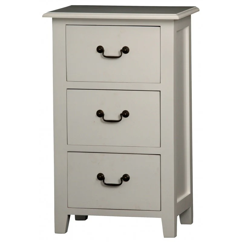 MP - 3 Drawer Lamp Table Solid Timber Wood TEK168 LT 003 PN ( White Colour )
