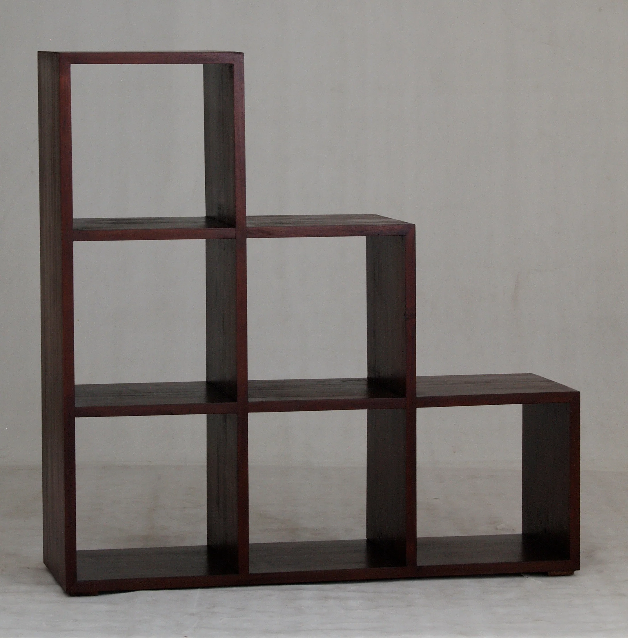 Minimalist Teak Cube Six Stairs Shelf Display Bookcase TEK168 CU 006 RPN ( Mahogany Colour ) - Image 2