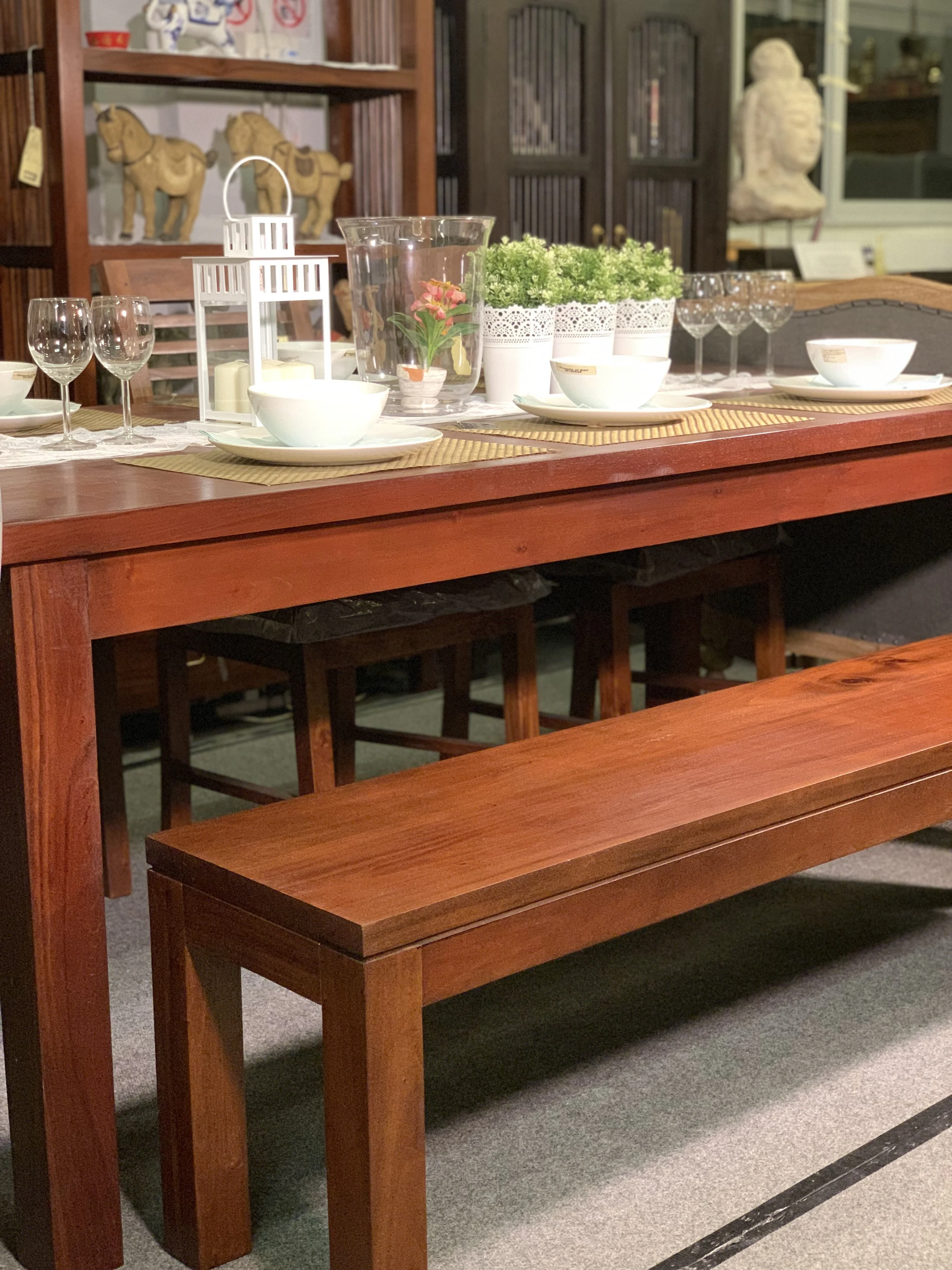 MP - Amsterdam Dining Table w 6 Chairs Special Package Set 200 x 100 x 78 Full Solid TEK168 DT 200 90 TA (Special Dining Package Price) ( Picture for Reference Only )