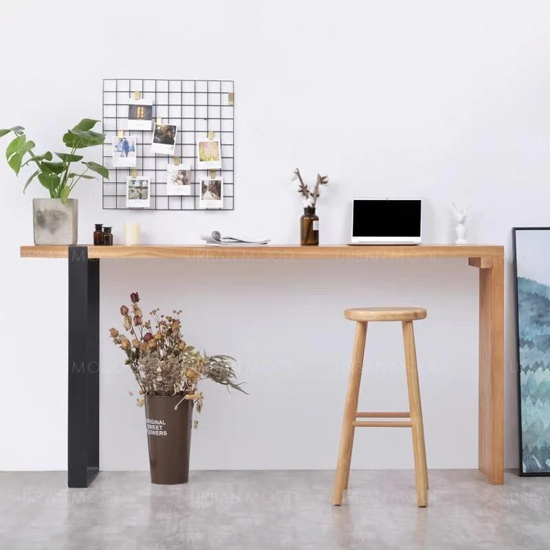 NORA Modern Industrial Solid Wood Tall Bar Table Top & Stool