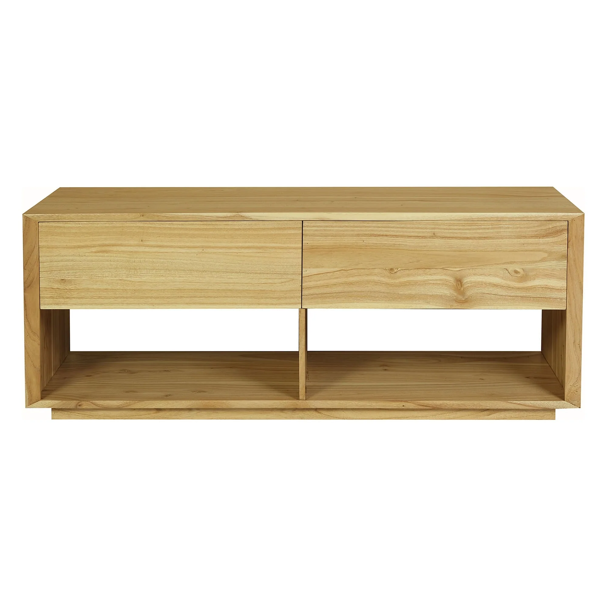 OSCAR WYNHAM Teak Timber 2 Drawer TV Console Unit, 140cm, Natural - Image 2