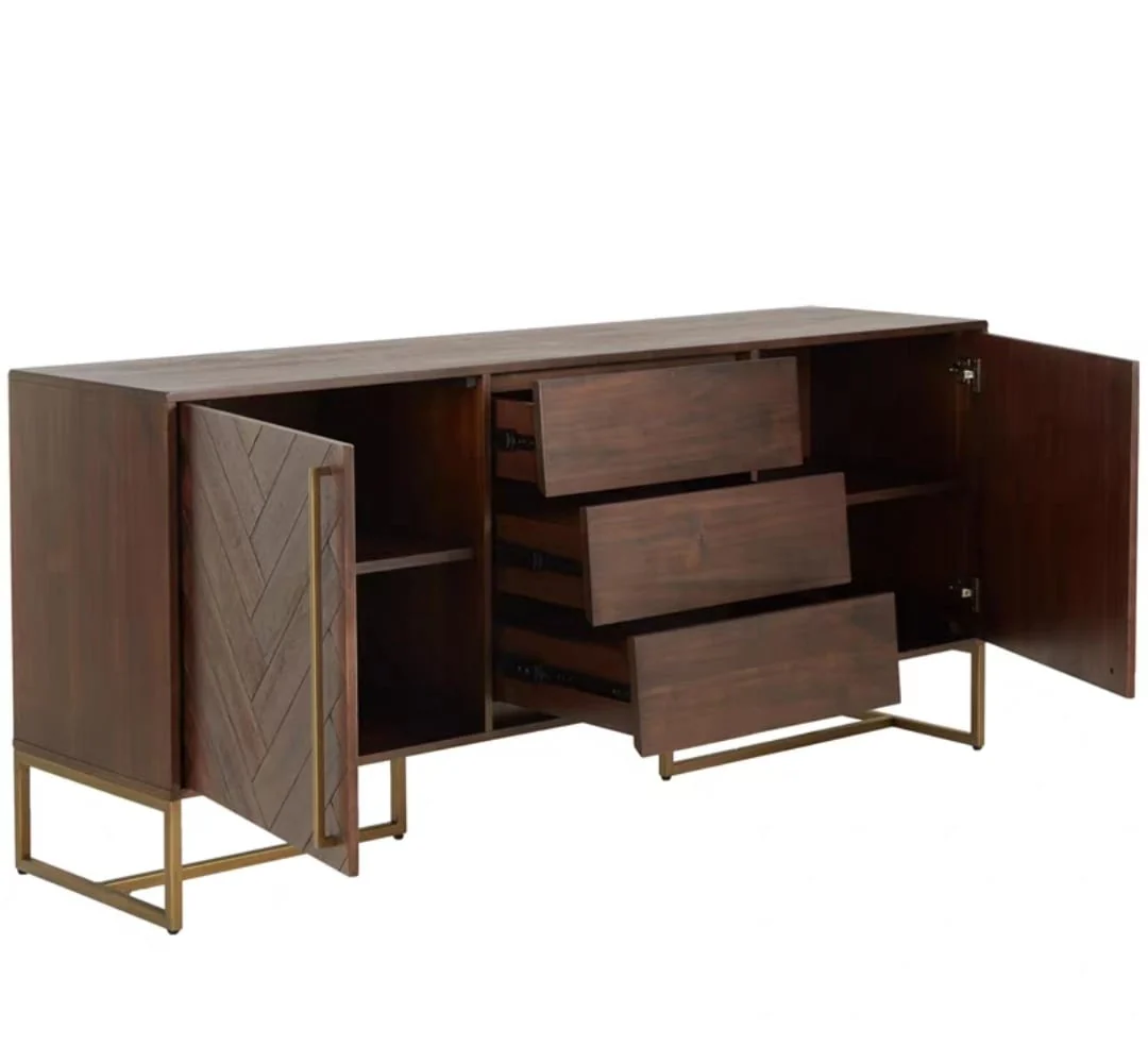 DELANEY Herringbone Solid Wood American Ash Acacia Sideboard Buffet Cabinet - Image 2