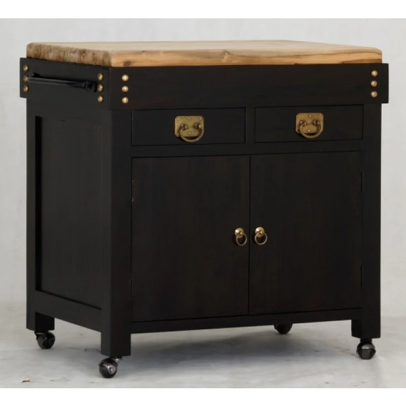 Member Special - PISMO BEACH Teak 2 Drawer Chopping Board Block Wine Rack Bar Cabinet TEK168 WR 002 CB ( Mahogany Colour ) - Image 2