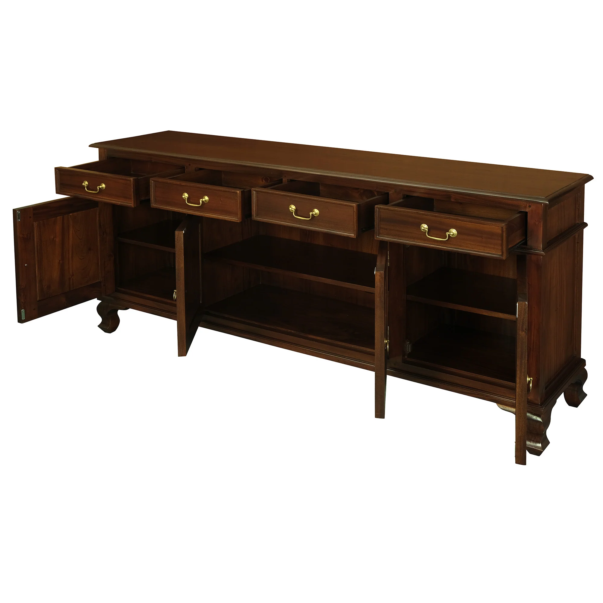 Queen Anna Solid Teak Wood Timber 4 Door 4 Drawer 200cm French Buffet Sideboard Table - White TEK168 SB 404 QA ( Picture for Reference Only ) - Image 9