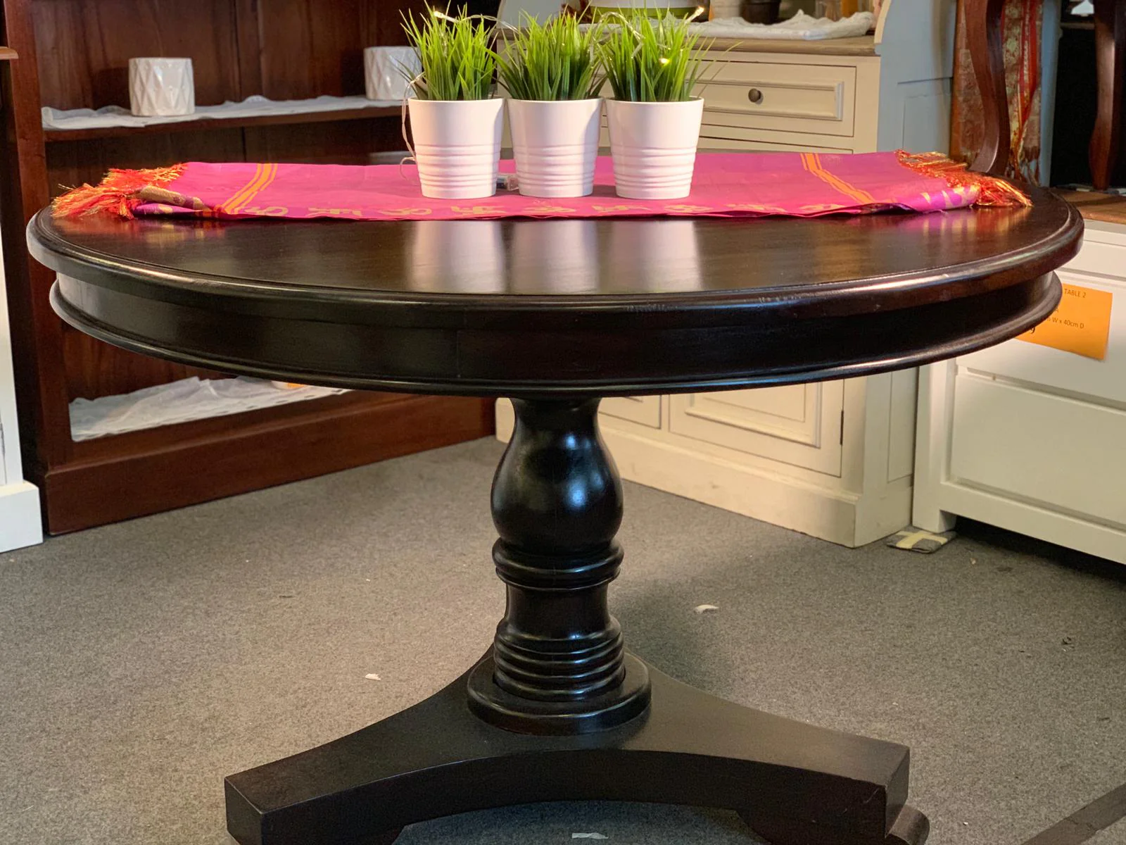 Queen AnnaTeak Wood Timber French Round Dining TableTEK168 DT 120 RD ( Walnut Colour)