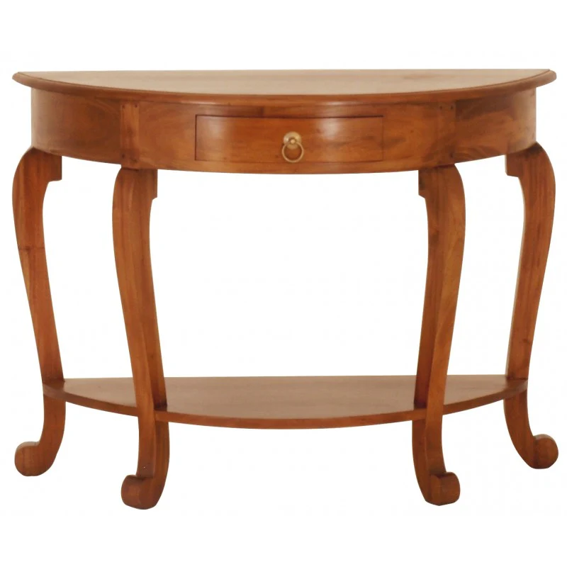 Queen AnnMary French Console Half Moon Design 1 Drawer with Bottom Shelf TEK168 ST 001 HR CL ( White Colour ) ( Distress ) - Image 3