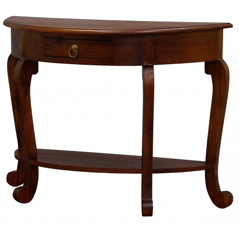 Queen AnnMary French Console Half Moon Design 1 Drawer with Bottom Shelf TEK168 ST 001 HR CL ( White Colour ) ( Distress ) - Image 4