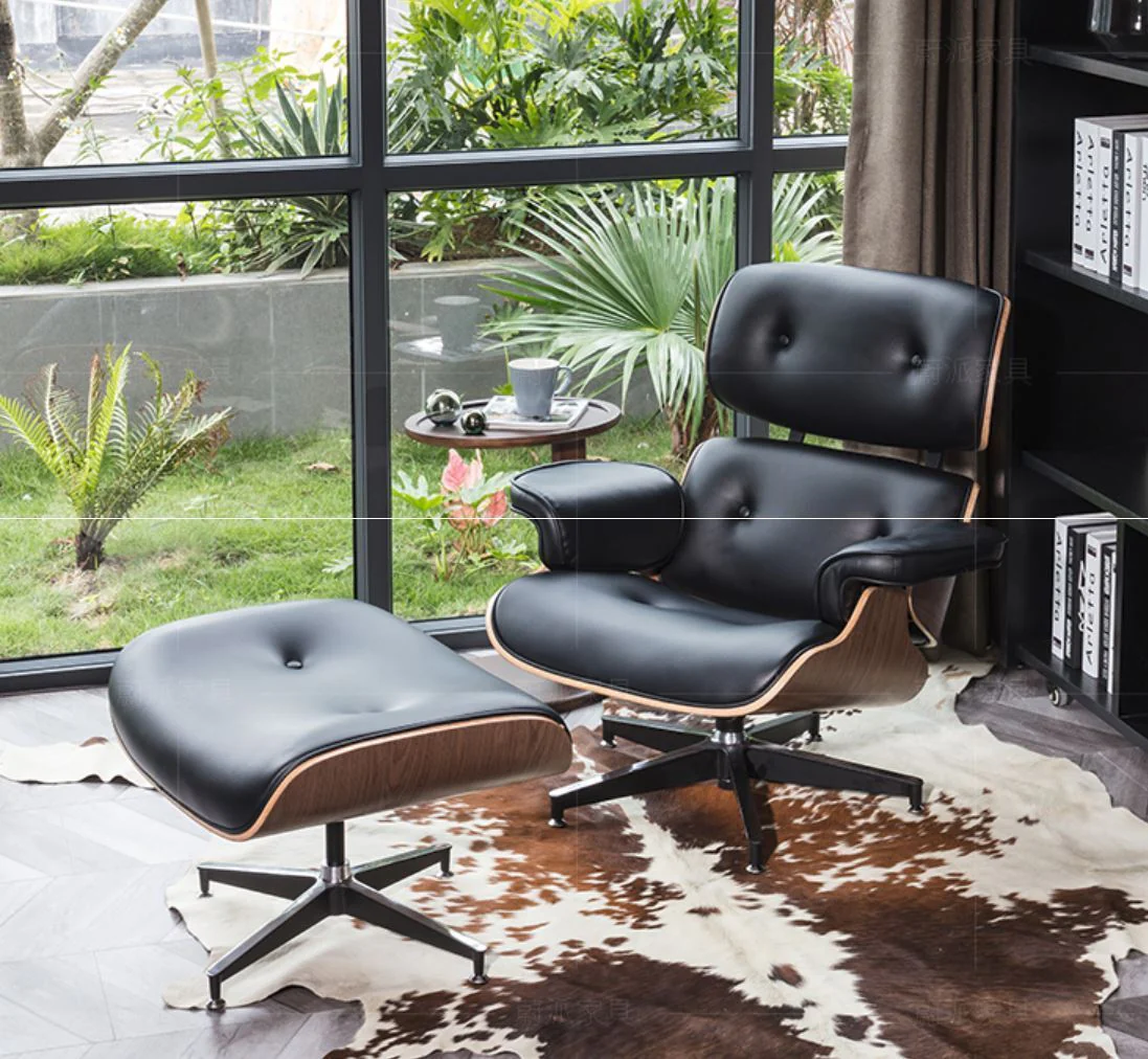 RILEY Modern Leather Armchair with Ottoman - Image 3