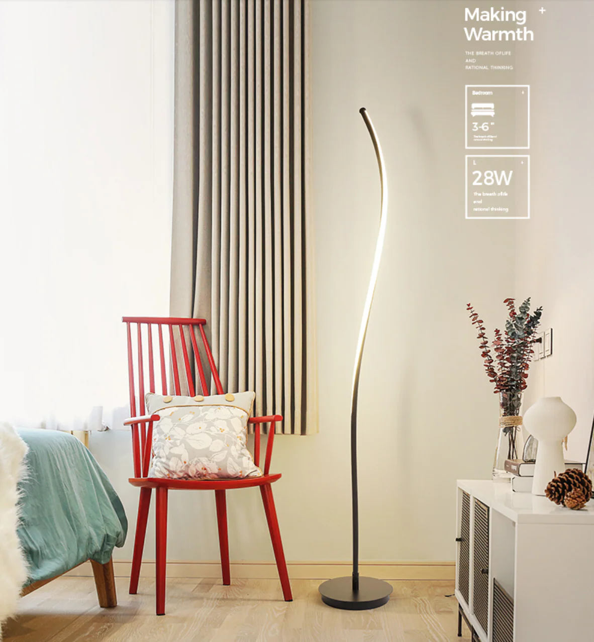 SARAH Contemporary Minimalist LED Swirl Standing Lamp - Image 4