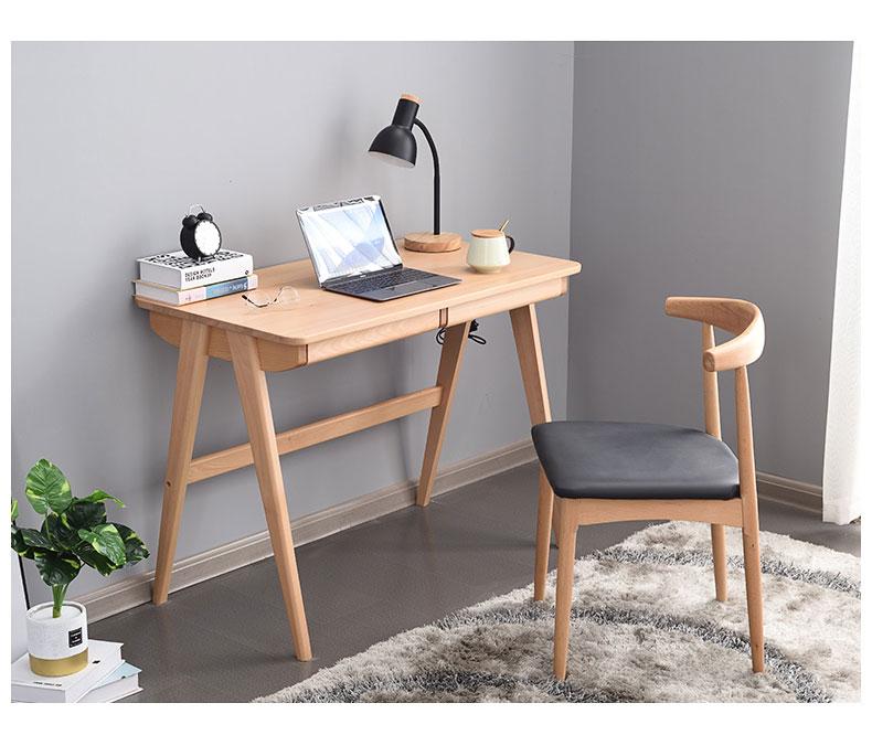 SEBASTIAN Solid Wood Modern Japanese Writing Desk - Image 26