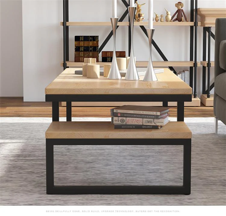 VIOLET Rustic Industrial Solid Pine Wood Coffee Table - Image 2