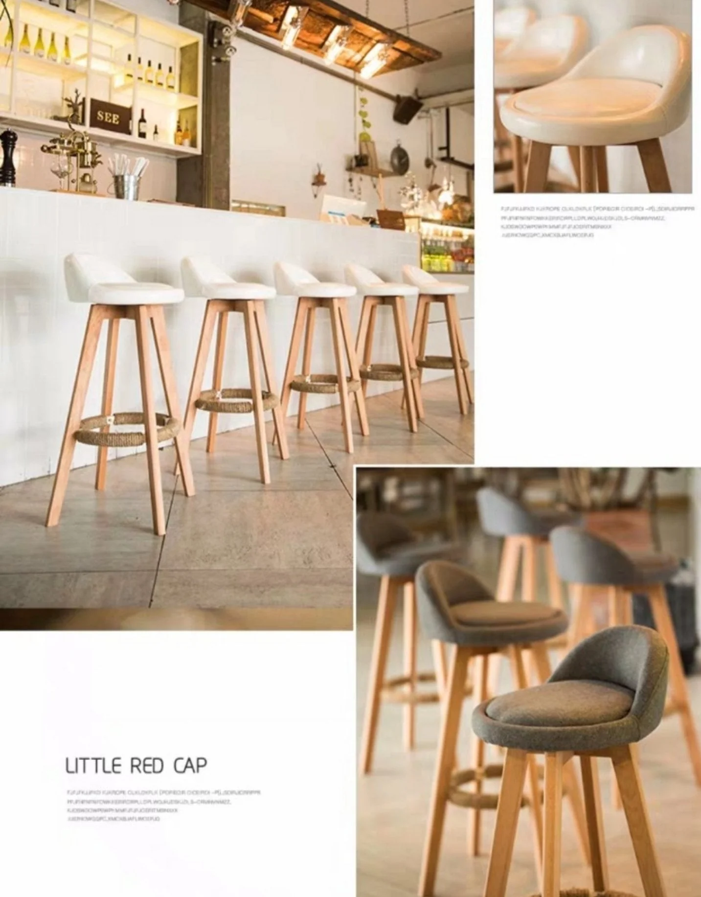 AMARA Scandinavian Solid Wood Bar Stool Chair - Image 6