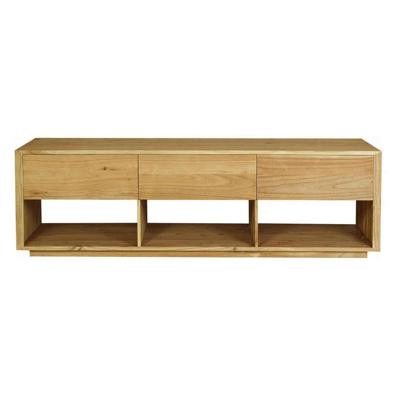 OSCAR WYNHAM Teak Timber 3 Drawer TV Console Unit, 180cm, Natural - Image 3